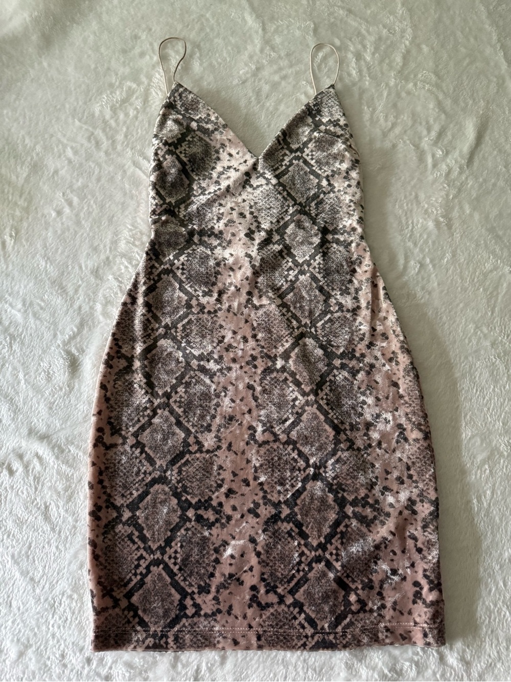 New Windsor Y2K Velour Snakeskin Glitter Mini Dress S NWT